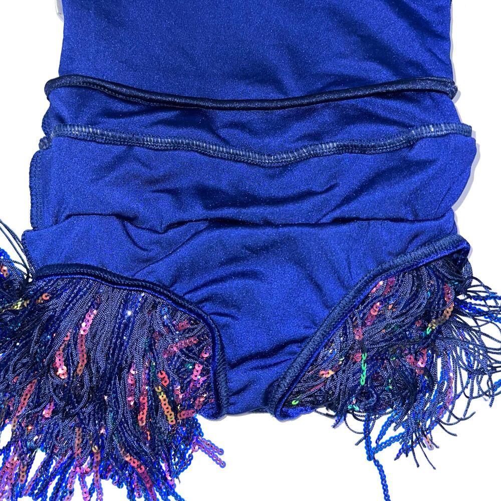 Weissman Showtime Girls ‘Misbehave’ Dance Blue Velvet Sequin Fringe Dress SC - Picture 14 of 16